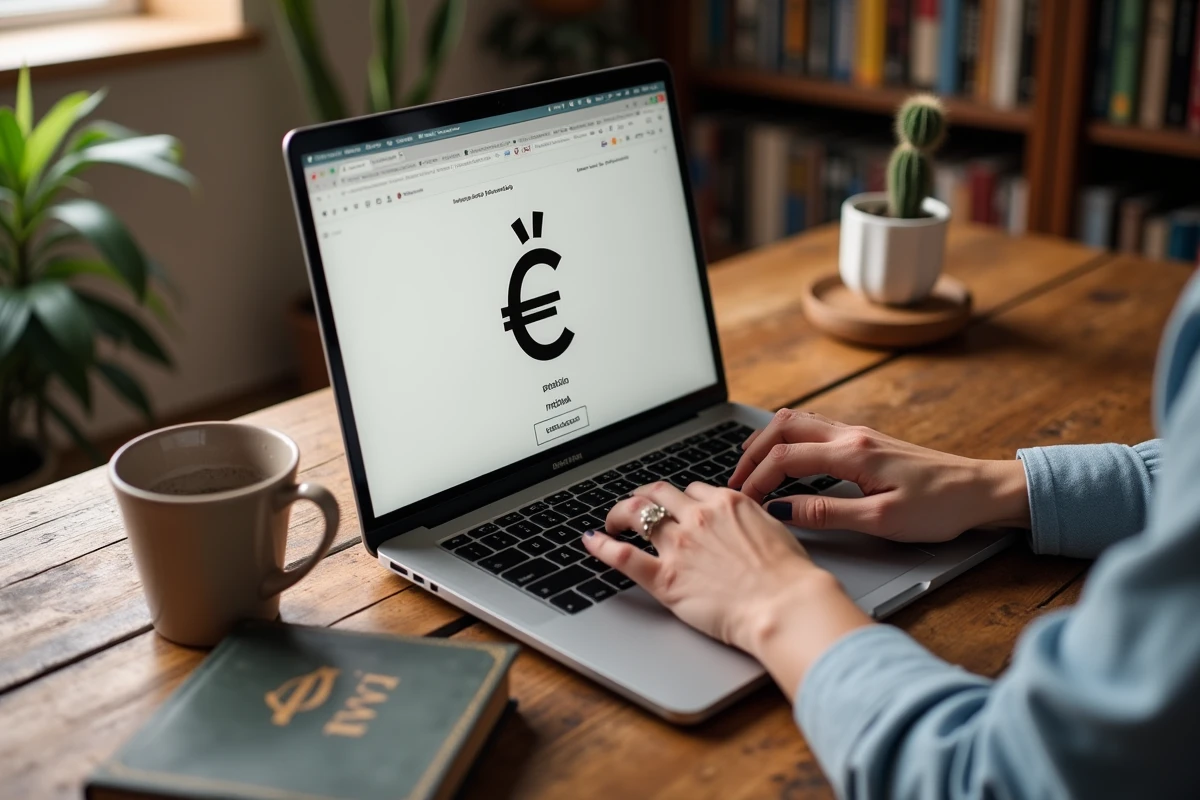Mains tapant sur un ordinateur portable affichant une leçon sur la lettre ñ espagnol