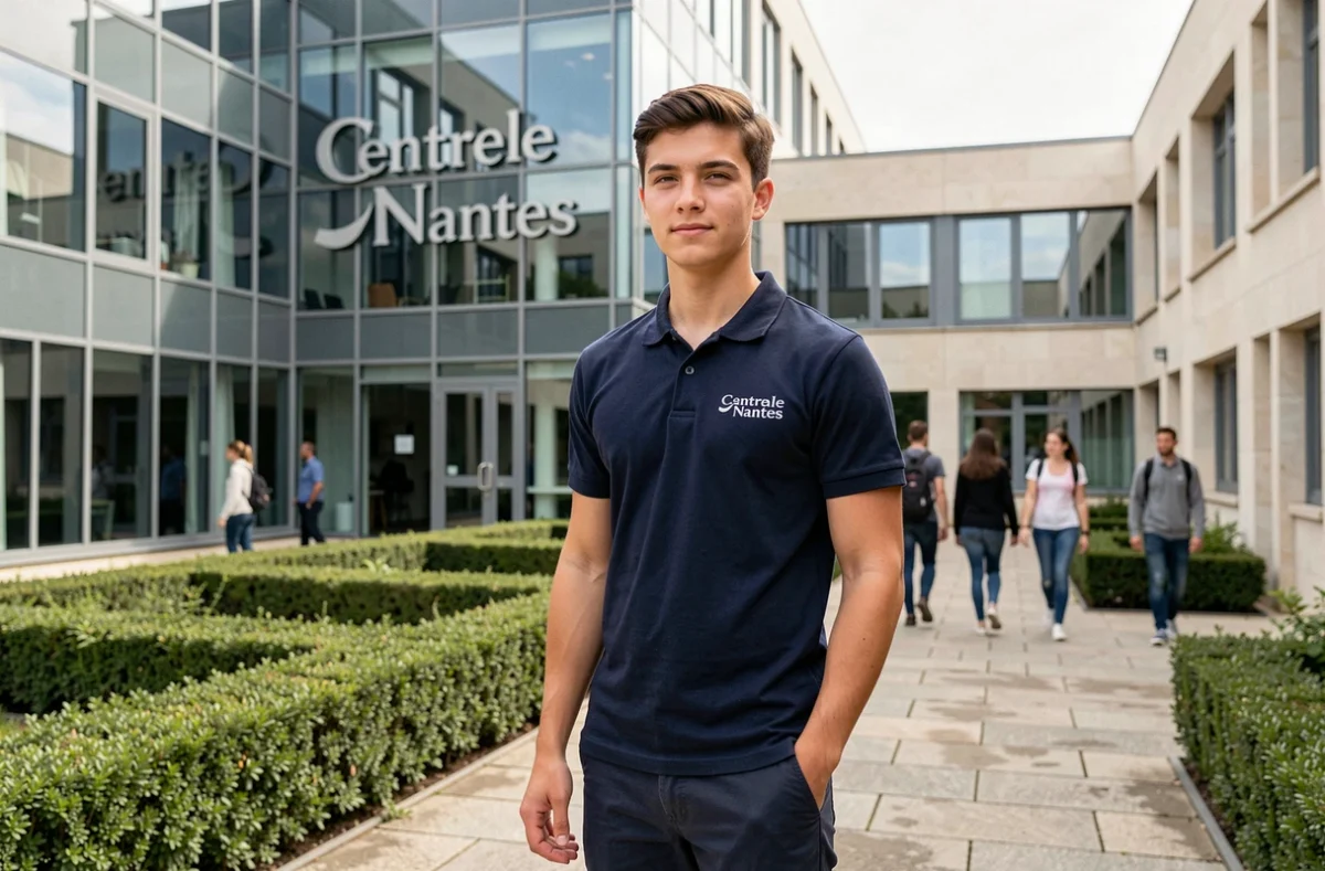 Étudiant devant le bâtiment principal de Centrale Nantes, école d'ingénieurs généraliste de référence