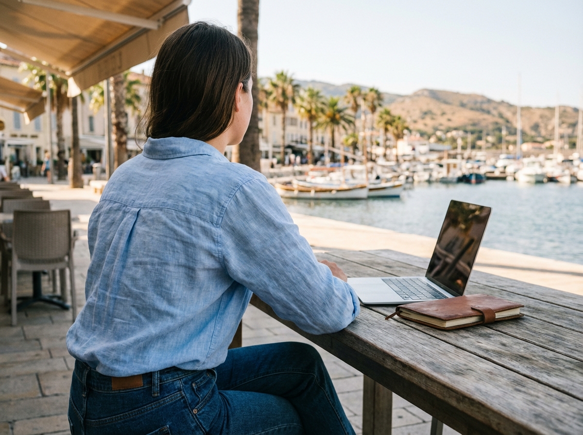 Jeune femme regardant la mer à La Ciotat