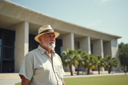 Homme âgé brésilien devant le Congrès de Brasilia