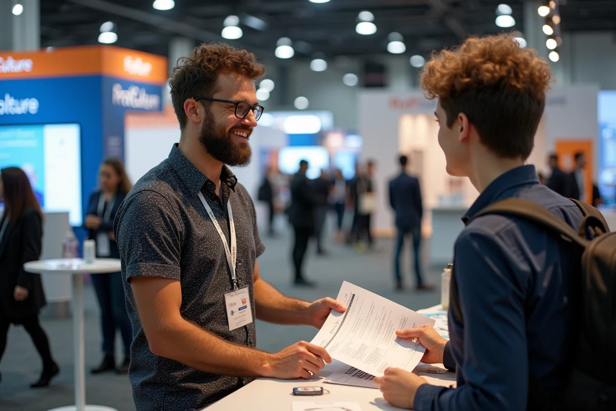 Homme présentant son CV à un recruteur lors d