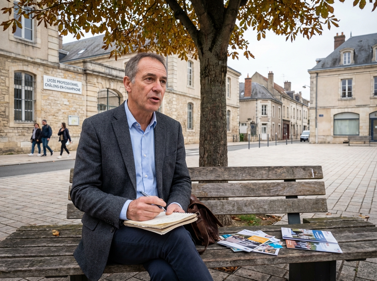 Homme prenant des notes en extérieur à Chalons