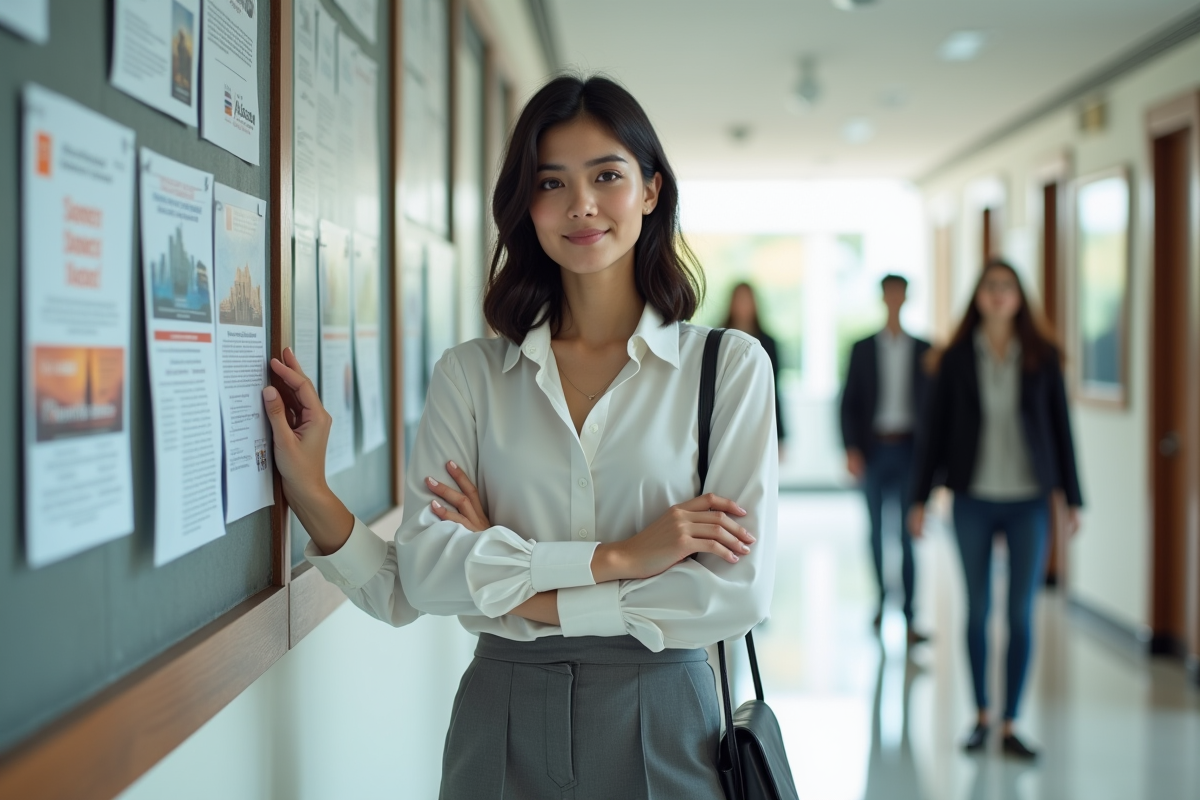 Jeune femme lisant un tableau d