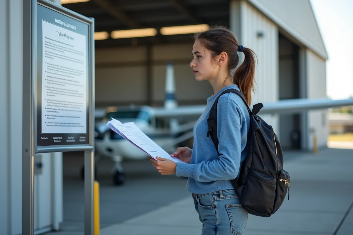 Jeune femme devant un hangar d