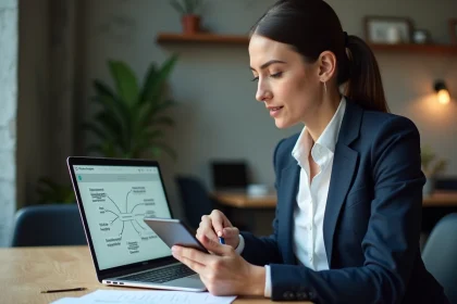 Professionnelle en 2026 maîtrisant les connecteurs logiques et mots de liaison pour améliorer sa communication écrite