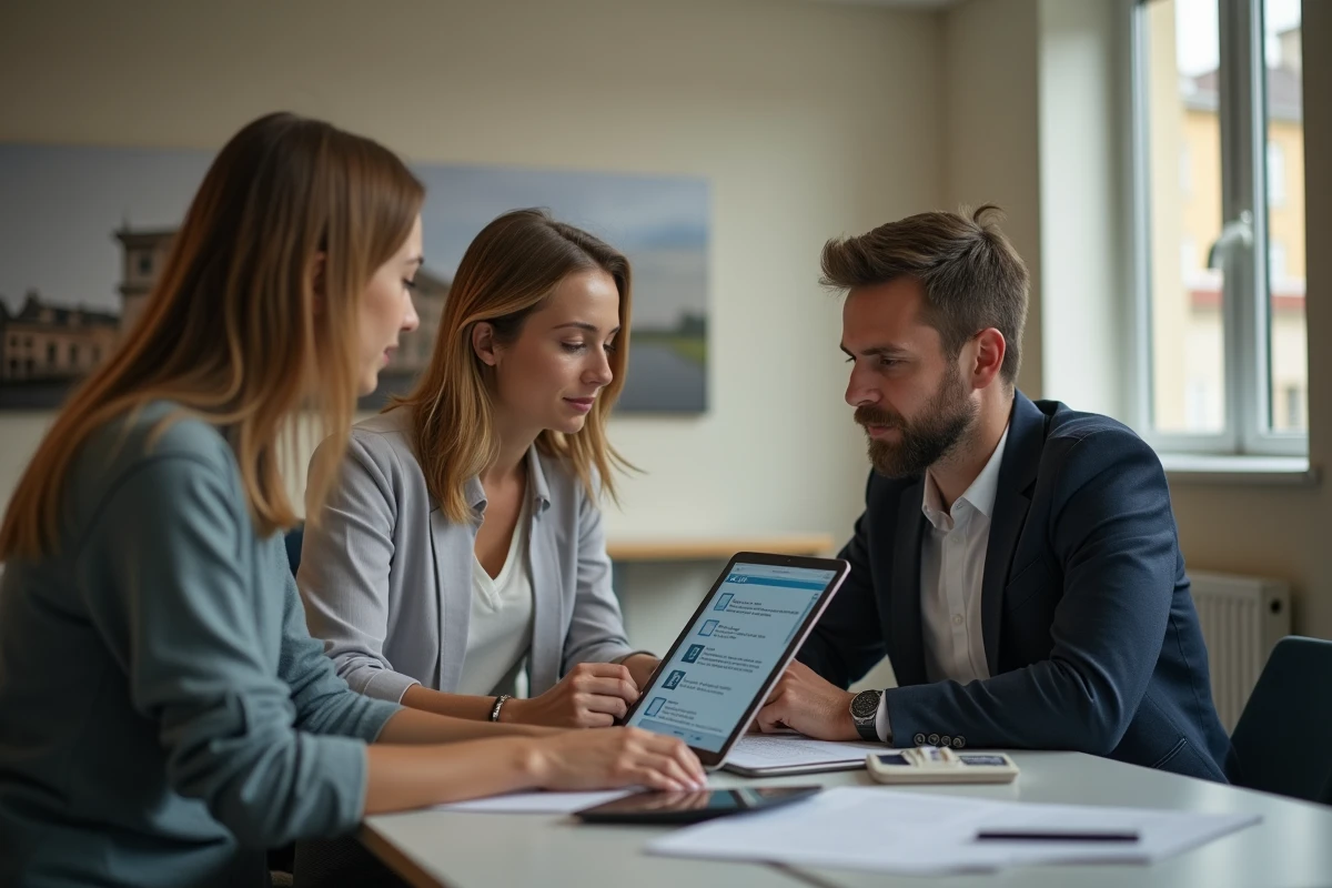 Deux professionnels consultant l'interface net-ypareo sur une tablette dans un centre de formation en Normandie